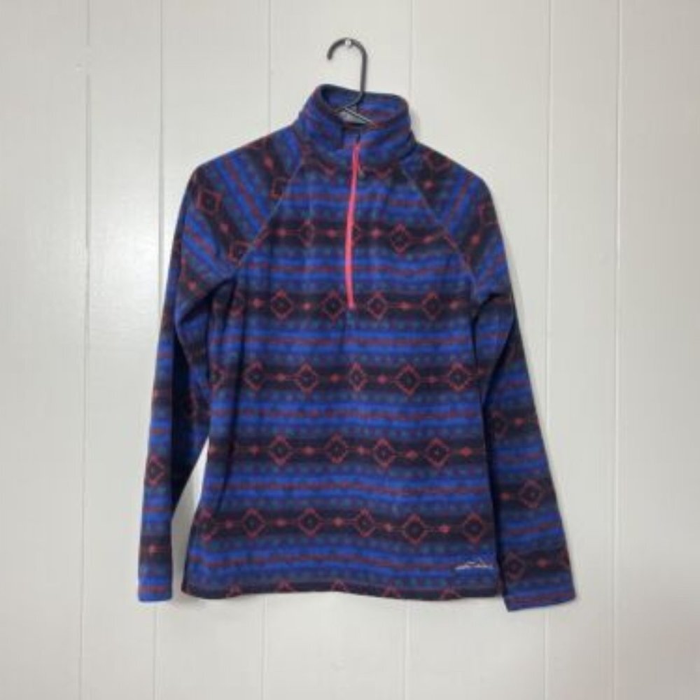Eddie Bauer Women's Aztec Southwestern Fleece 1/4 Zip Pullover Size M EUC
